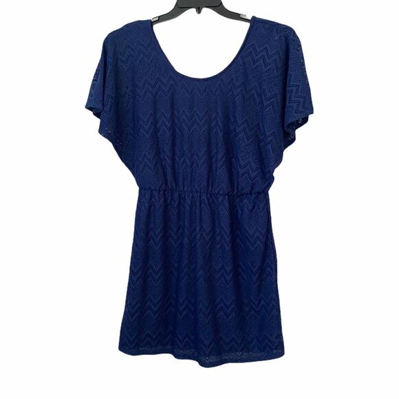 My Michelle Royal Blue Crochet Mini Dress - Picture 1 of 11